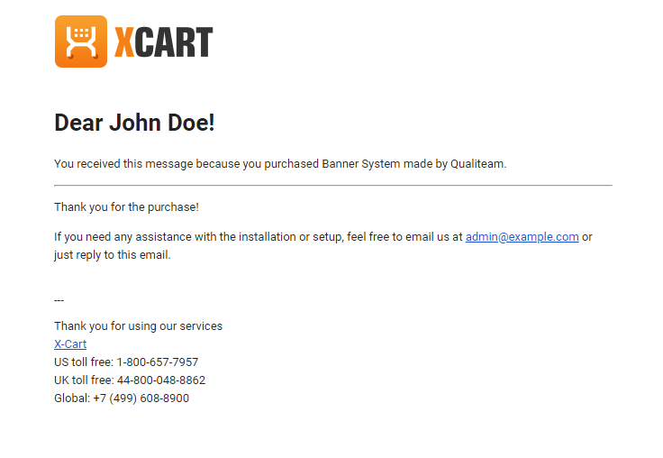 An example of an after-sale email.