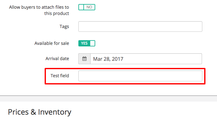 Test field in admin area